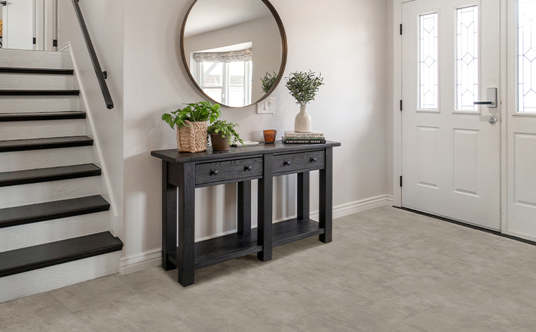 luxury vinyl tile in an entryway